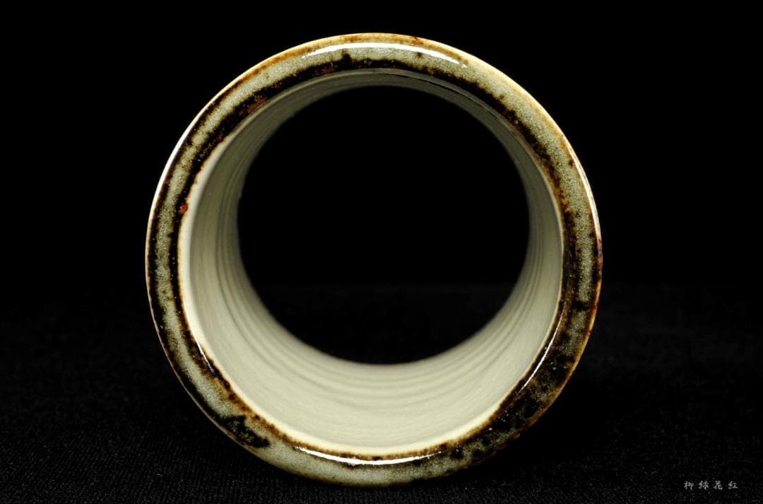 福森阿也 銀桜絵 蓋置 共箱 狐森窯 茶道具