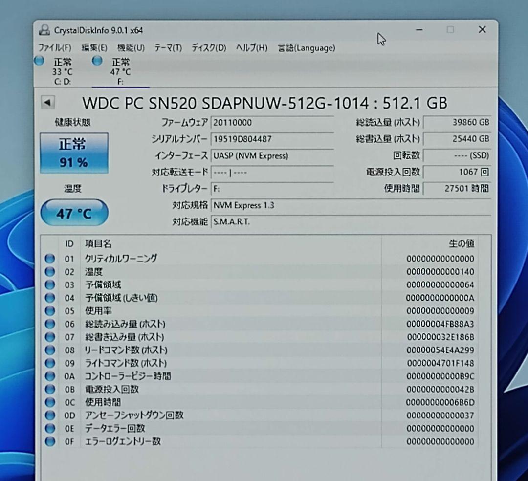 【動作確認済】ウエスタンデジタル NVMe M.2 SSD 512GB
