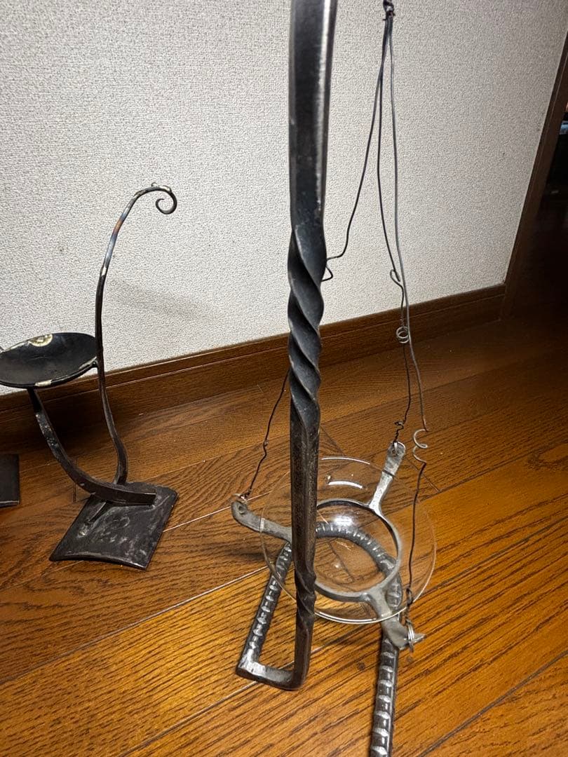 浅草義治 アイアン作品 3点セット 高さ31〜39cm 燭台 花器 鉄工芸