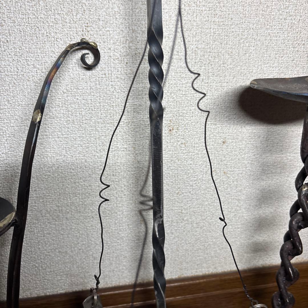 浅草義治 アイアン作品 3点セット 高さ31〜39cm 燭台 花器 鉄工芸