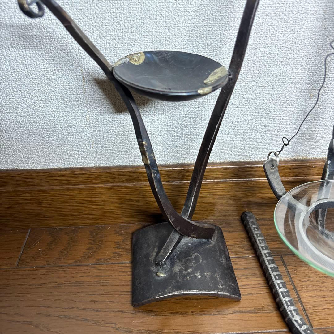 浅草義治 アイアン作品 3点セット 高さ31〜39cm 燭台 花器 鉄工芸