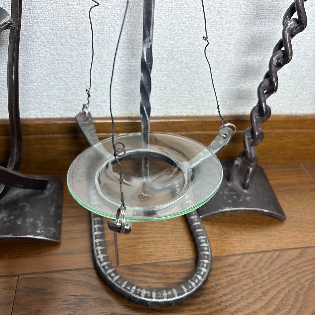 浅草義治 アイアン作品 3点セット 高さ31〜39cm 燭台 花器 鉄工芸