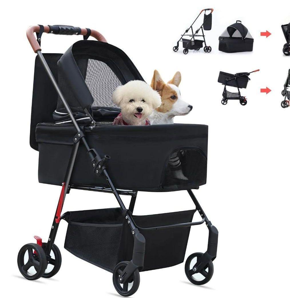 【新品未使用 】ペットカート 3way折りたたみ 犬猫用 大小兼用 ブラック