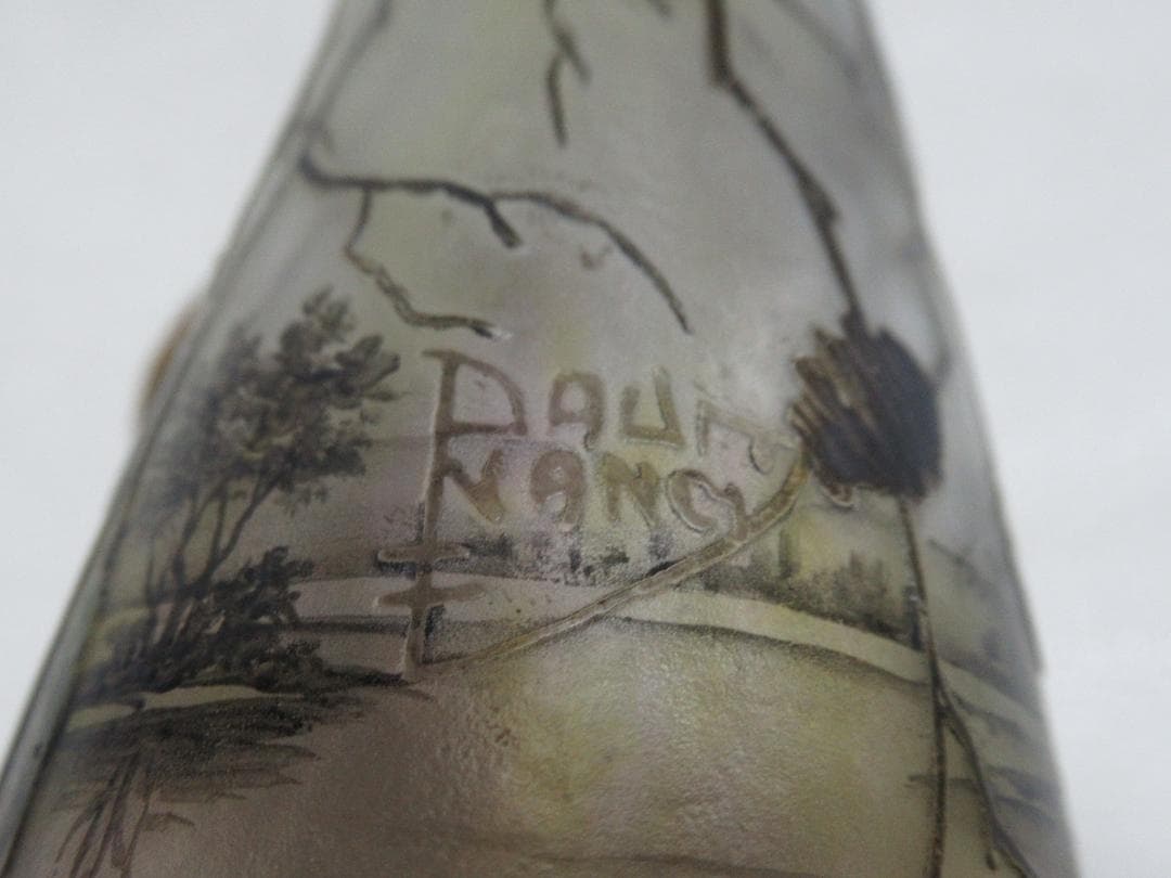 1890年頃定価60万◆ドーム・ナンシー『冬景色クマシデ文』香水瓶 高さ22cm