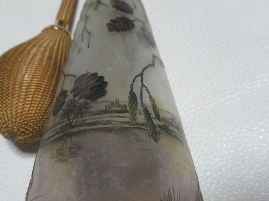 1890年頃定価60万◆ドーム・ナンシー『冬景色クマシデ文』香水瓶 高さ22cm