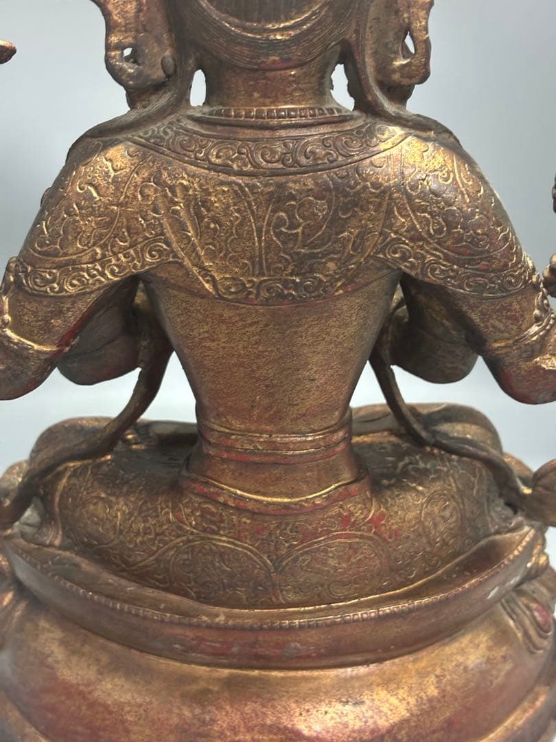 九*愛様 (期間セール)仏教古美術 純銅静座観音 四腕観音仏像文化遺産 文化財仏