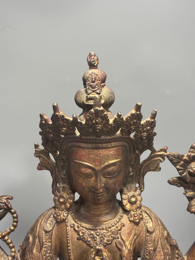 九*愛様 (期間セール)仏教古美術 純銅静座観音 四腕観音仏像文化遺産 文化財仏