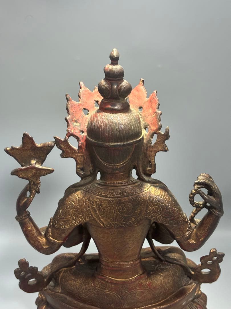 九*愛様 (期間セール)仏教古美術 純銅静座観音 四腕観音仏像文化遺産 文化財仏