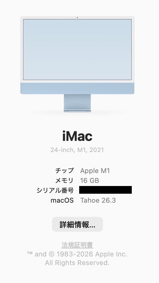 Apple M1 iMac 24インチモデル16GB ブルー 1TB