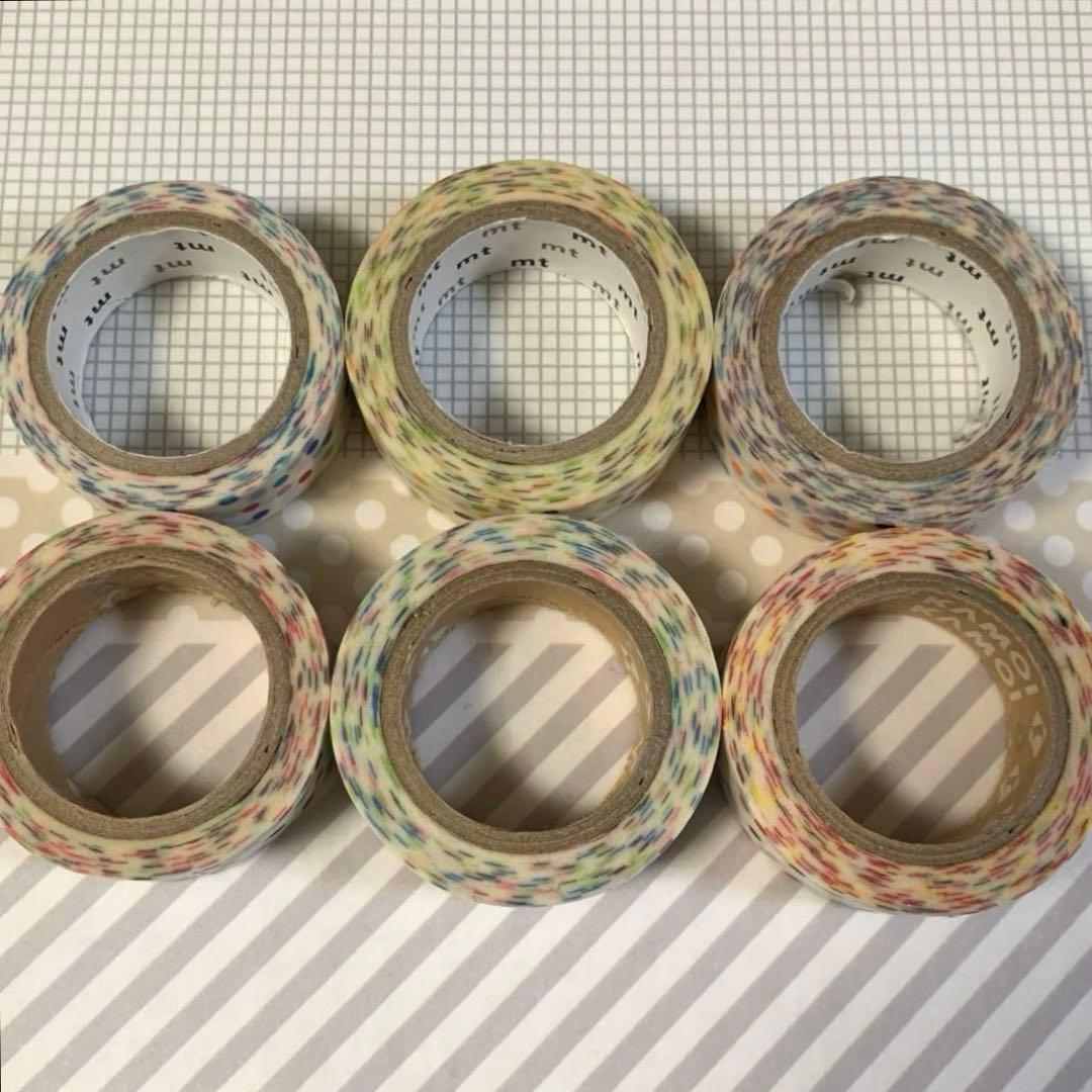 mt廃盤マスキングテープドロップ柄ドット柄マステ6本　使用済み