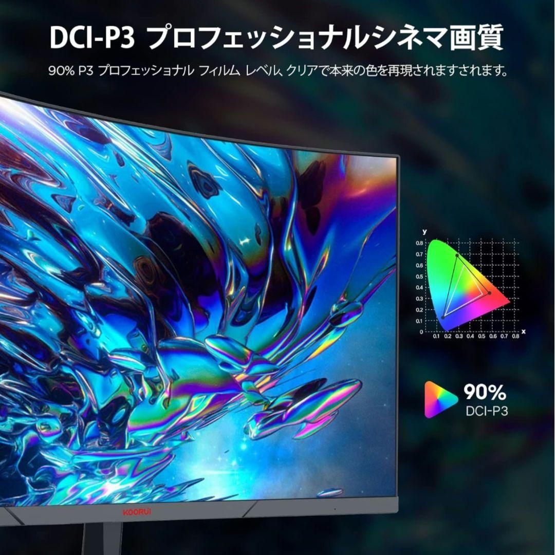 KOORUI 曲面モニター ゲーミングモニター M24G3F 湾曲 24E6C