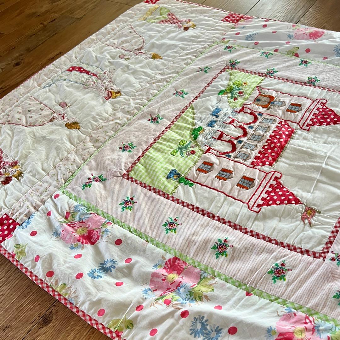 プリンセス　キルト　ヴィンテージ　ラグ　ベッドカバー　キッズルーム　古着　北欧