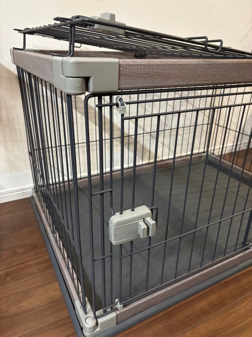 犬用　ウッディサークル　屋根付き　アッシュグレー