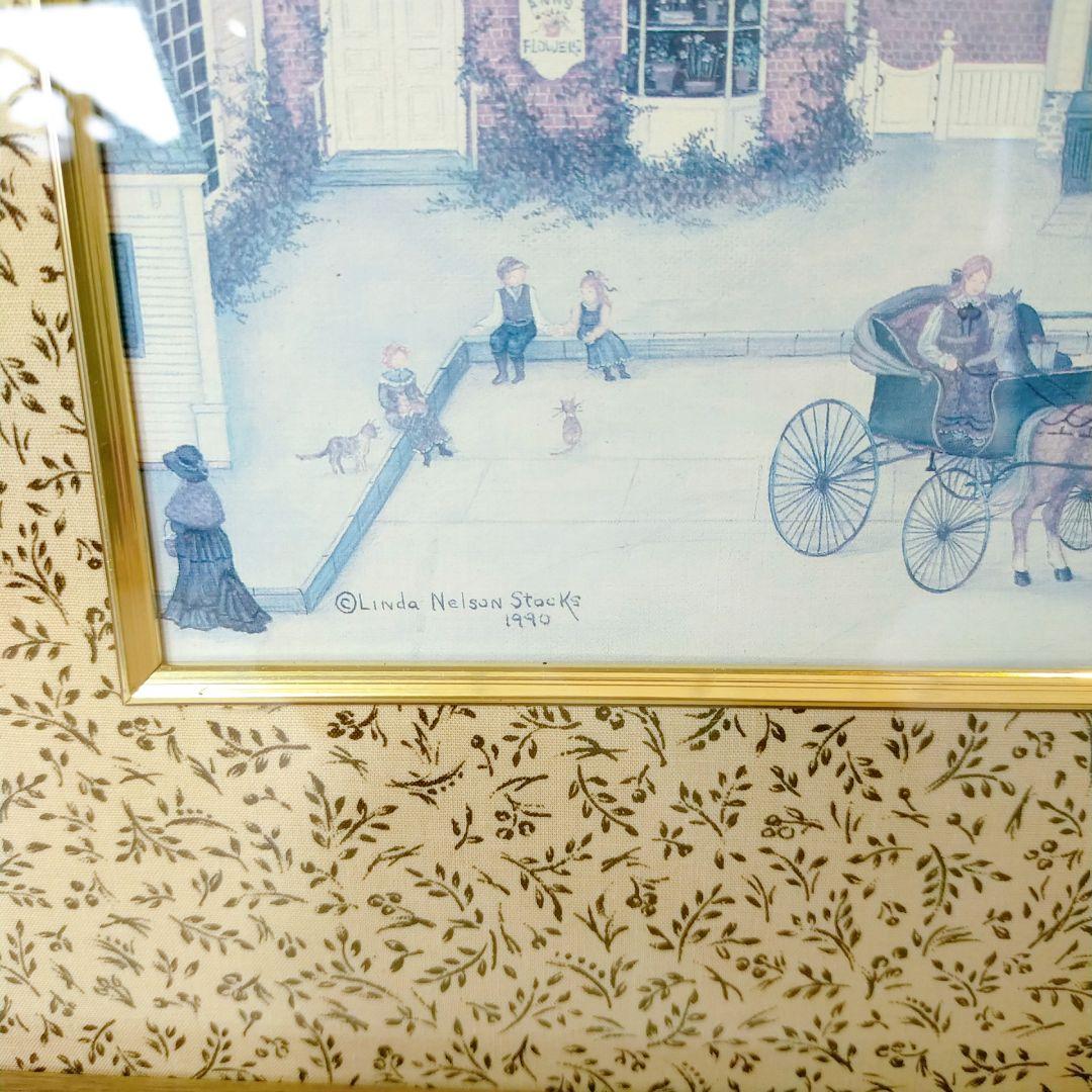 ビンテージ　カントリー　絵画　リンダネルソンストック　額縁　フレーム