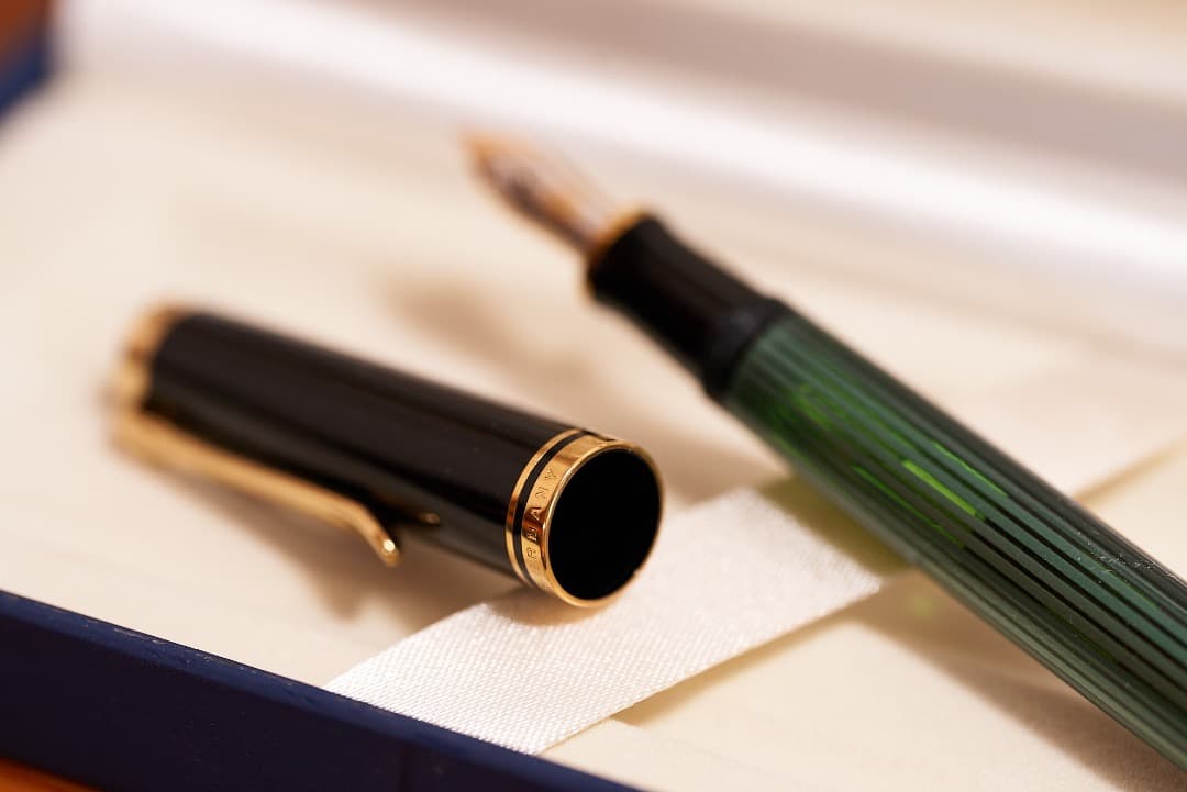 【極美品】Pelikan M400 緑縞 M 長原氏調整済 旧仕様（透過縞）