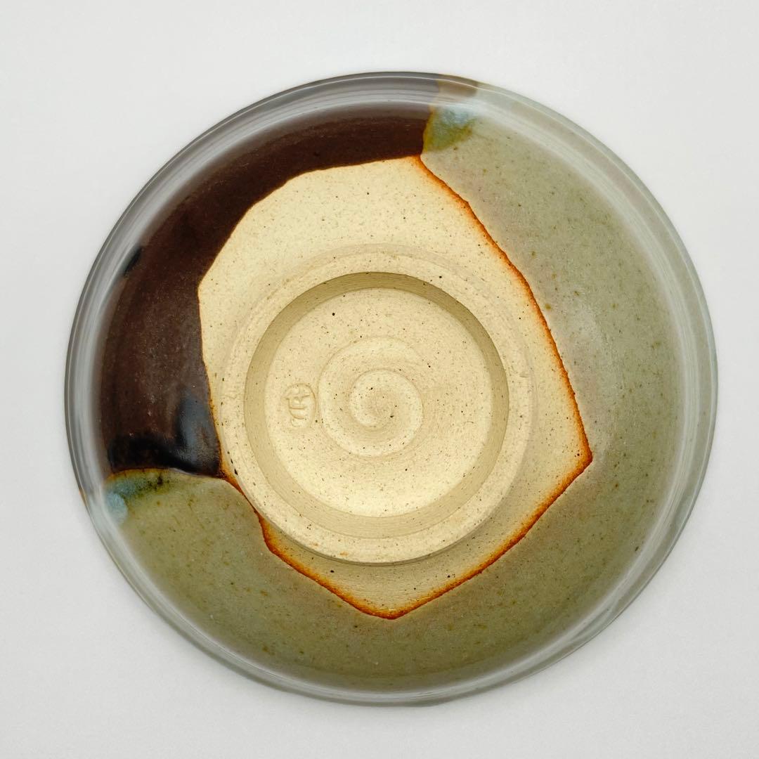 抹茶茶碗 掛分　膳所焼 岩崎新定　共箱入　茶道具　茶盌　茶器　伝統工芸品