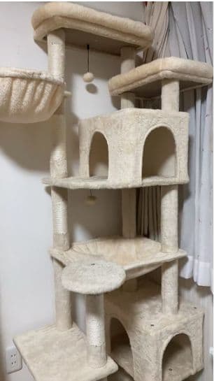 175cm サボテンキャットタワー 大型猫・多頭飼い 省スペース 頑丈 ベージュ