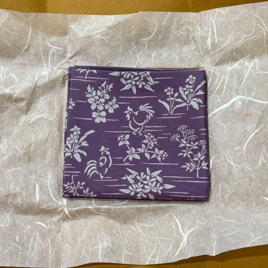 【未使用・共箱付】土田友湖 染フクサ 乙酉 茶道用帛紗 紫色 花柄 稀少