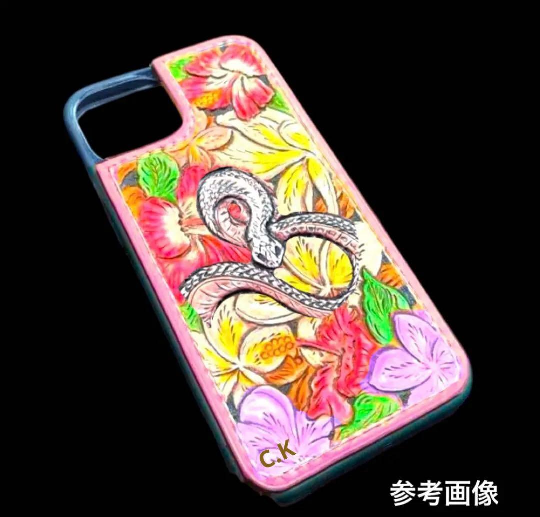 ちょこ様オーダー　レザーカービング　iPhone15pro背面ケース