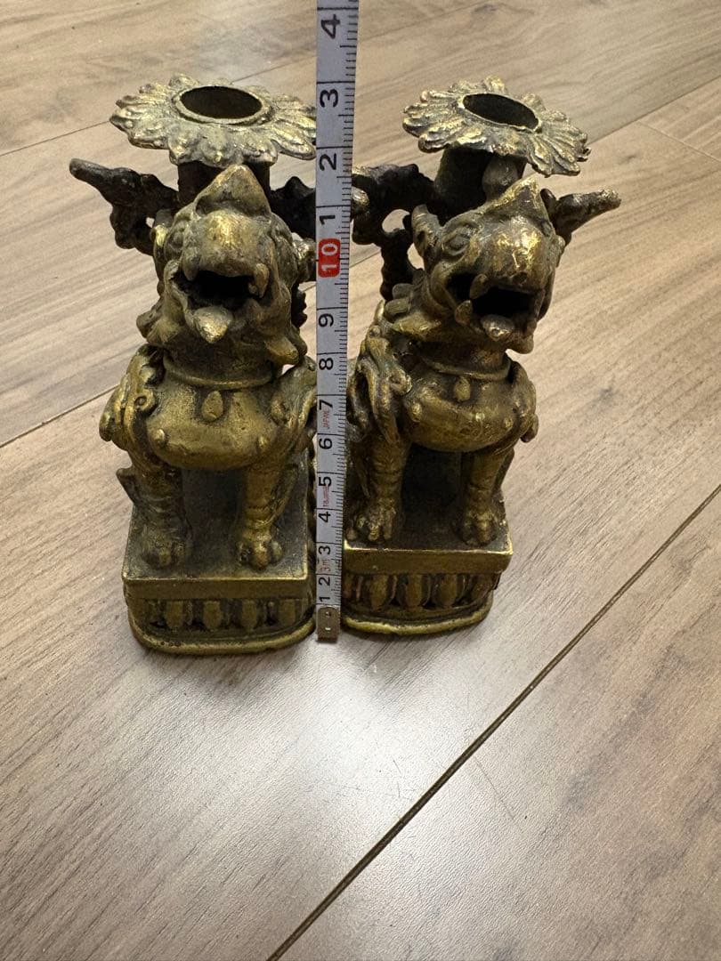 獅子燭台 真鍮製