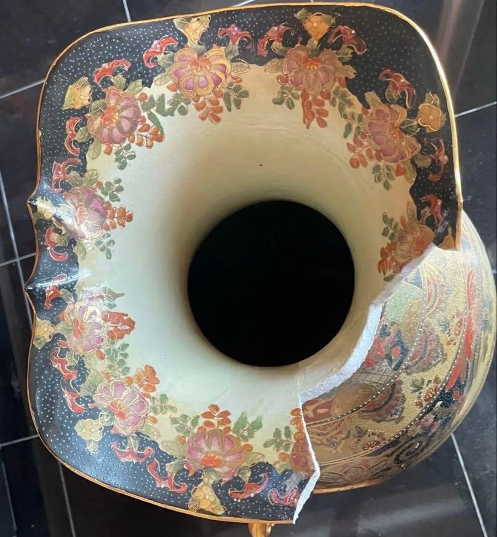大きな薩摩焼の宮廷床花瓶 ,