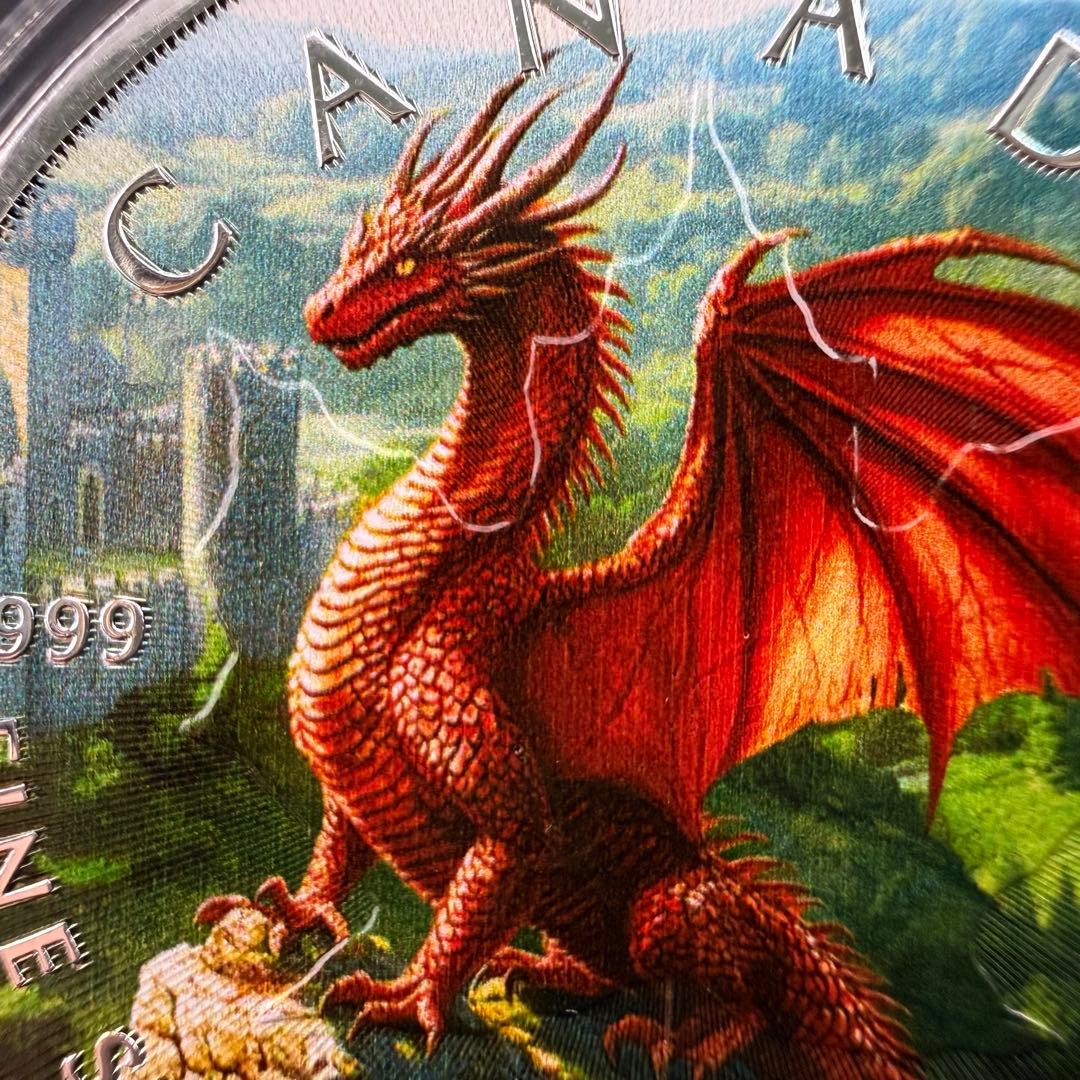 メイプルリーフ 銀貨 カラー レジェンドドラゴン ウェールズ 1オンス 1oz
