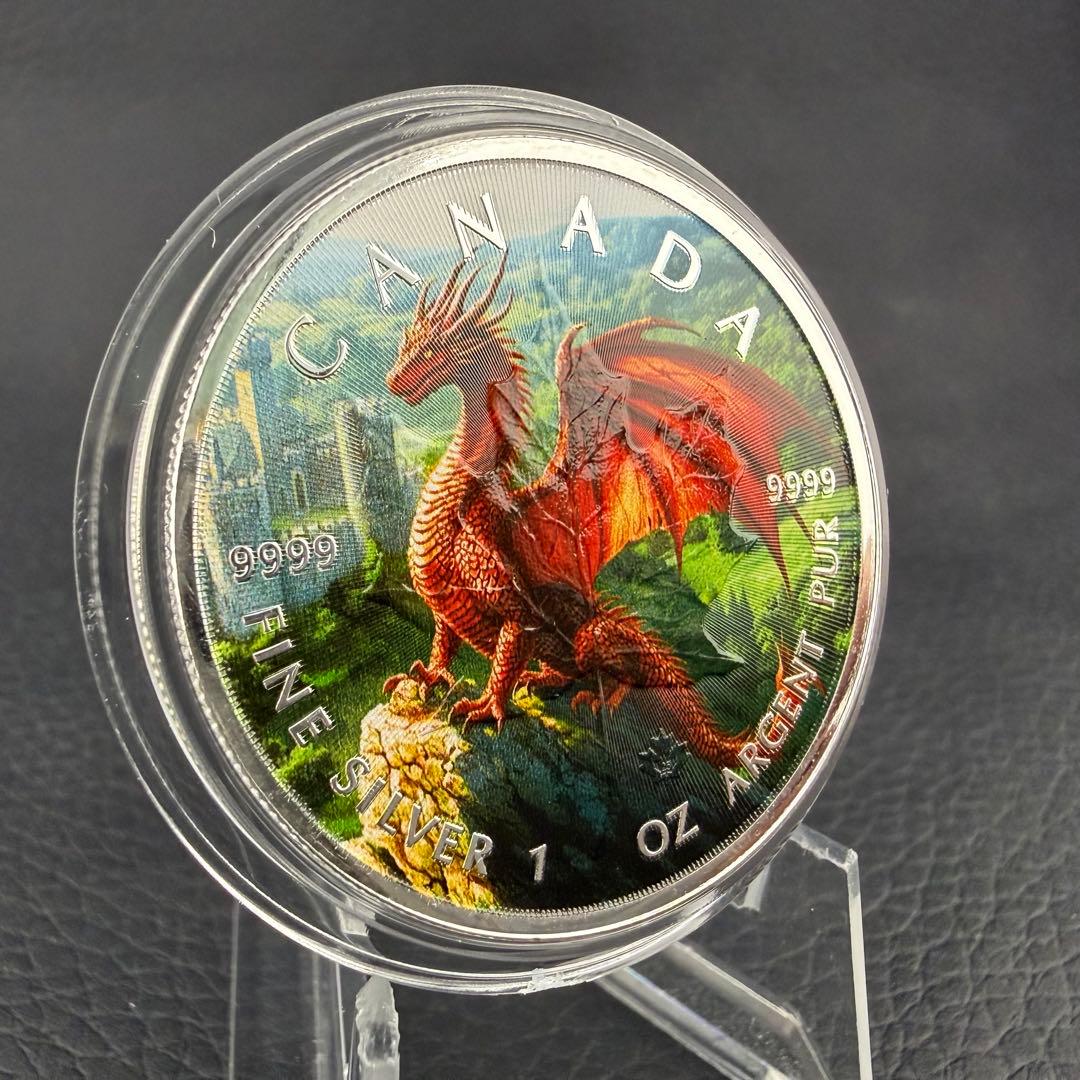 メイプルリーフ 銀貨 カラー レジェンドドラゴン ウェールズ 1オンス 1oz