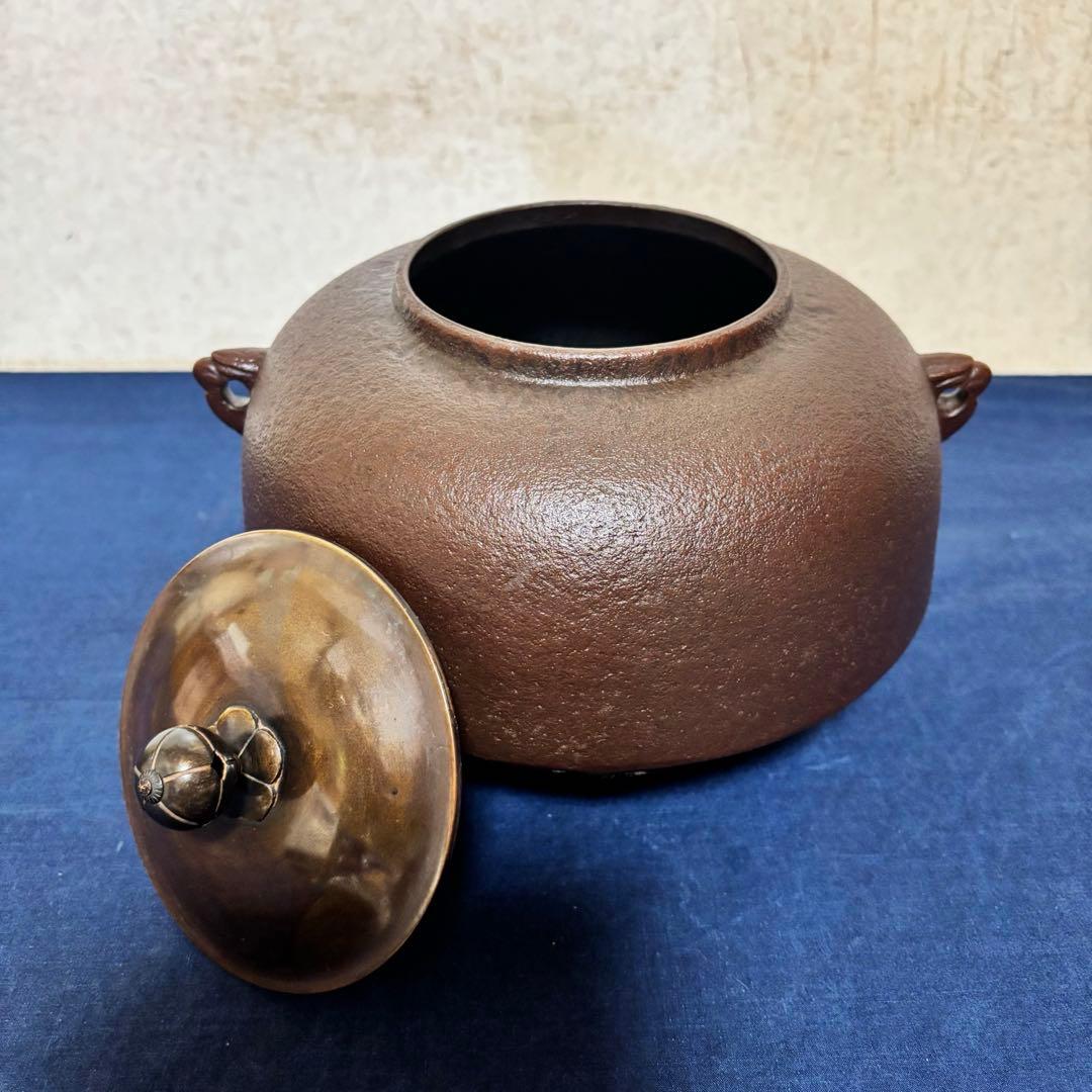 人間国宝高橋敬典/風炉/茶釜/電熱器/唐銅鬼面風炉/野々田製電熱器/敷板/茶道具