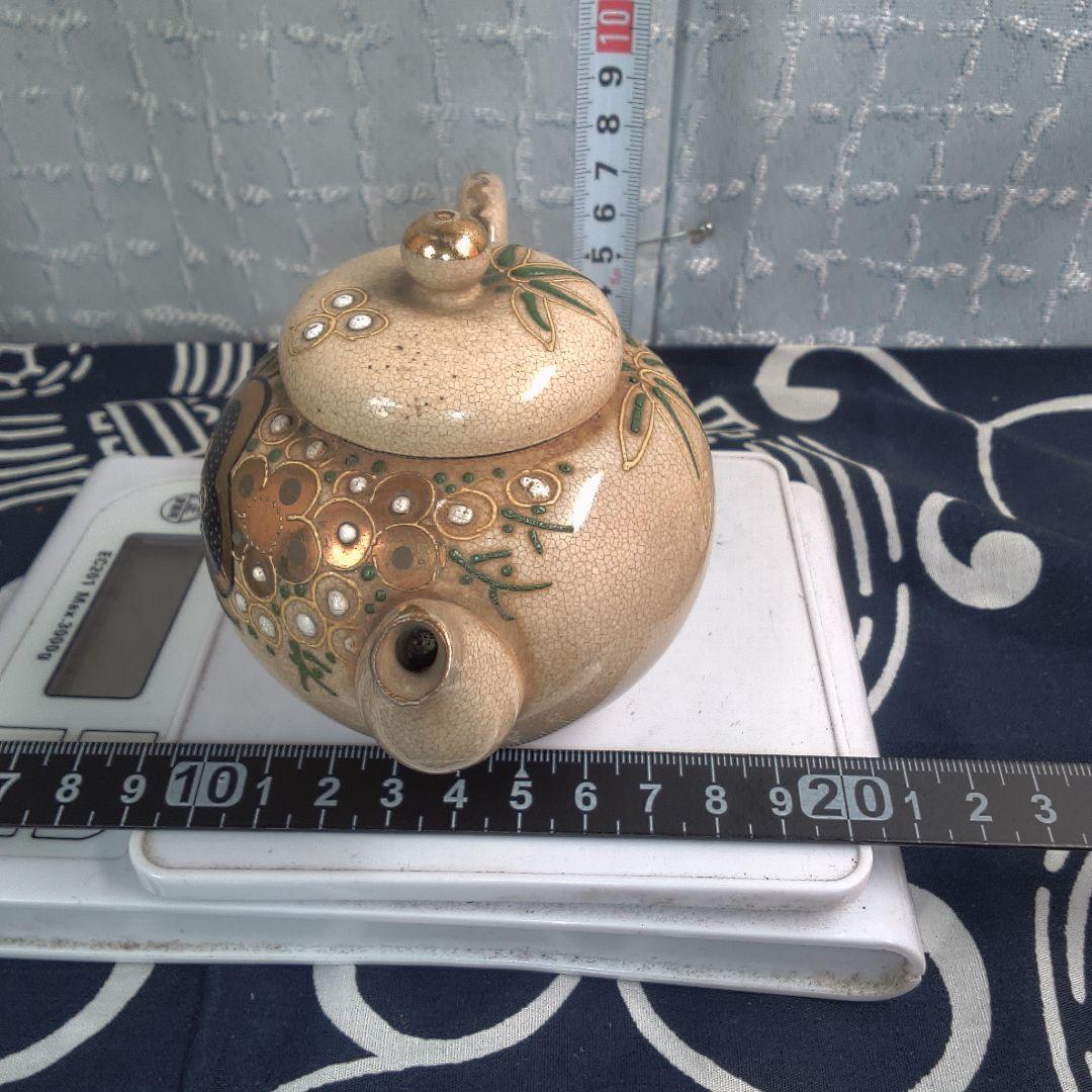 骨董２ 清水焼 陶器製急須 花模様欠け あります