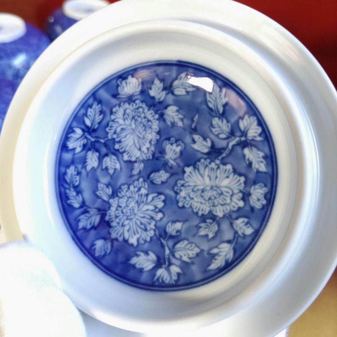 たち吉染牡丹蓋付湯呑み／象彦天然木うるし塗小判茶托／井桁茶托／レードル18-12