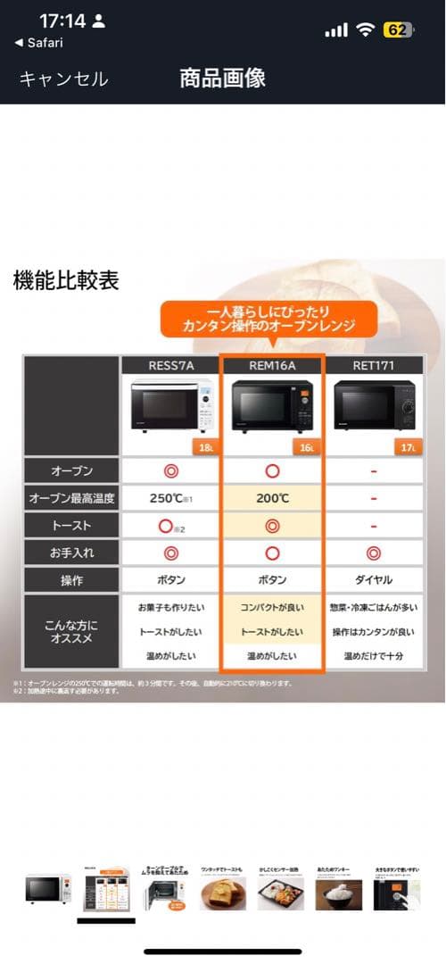 SHARP オーブンレンジ ホワイト　RE-M16A 16L