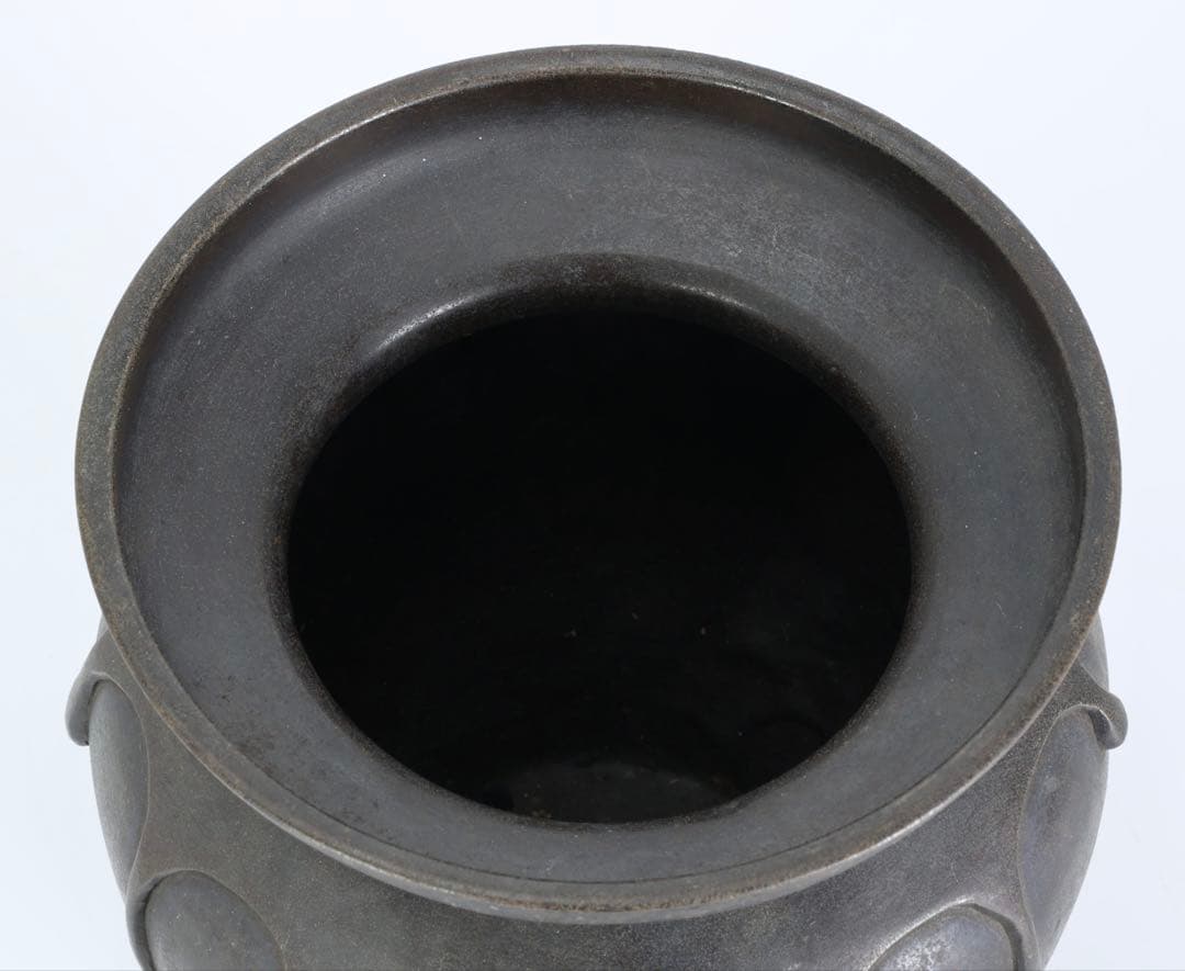 蝋型鋳銅 龍台付壺 高さ38cm 銅製 花器 花瓶 飾壺 古銅 古美術 骨董品