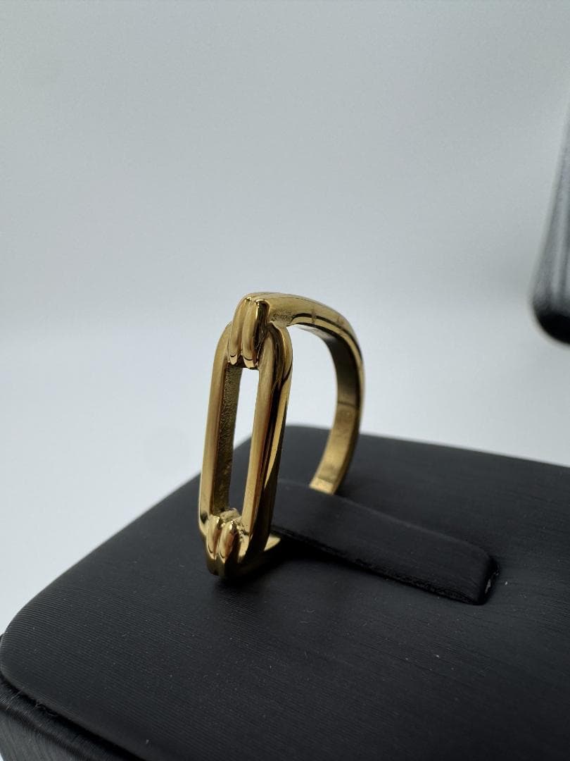 美品/日本製K18ゴールド リンクスタイルリング3.19g