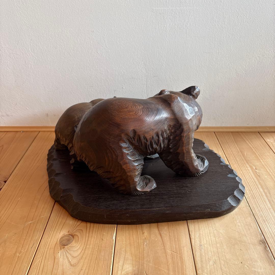 親子クマの木彫り置き物　武鵬作