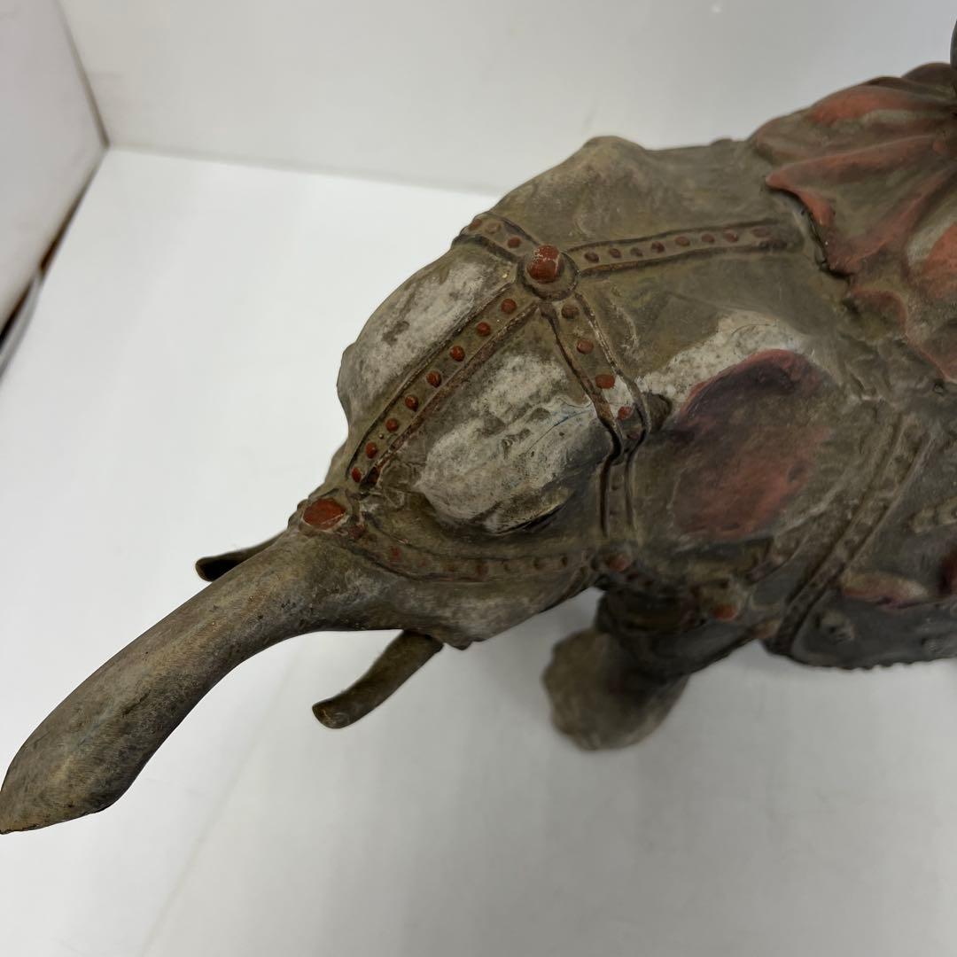 時代　色絵銅　特大象置物　9.6kg トコヒオ　東さ8-0304①