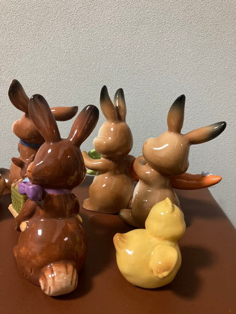 春のウサギ陶器フィギュアセット