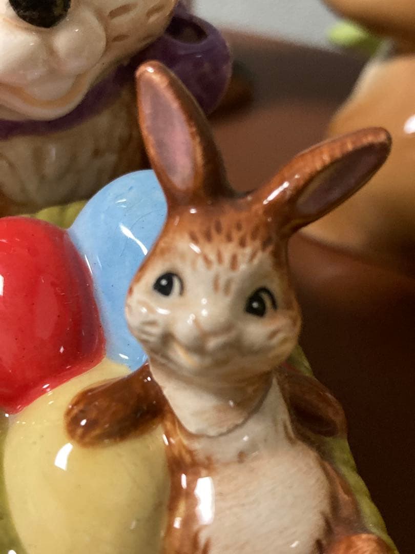 春のウサギ陶器フィギュアセット