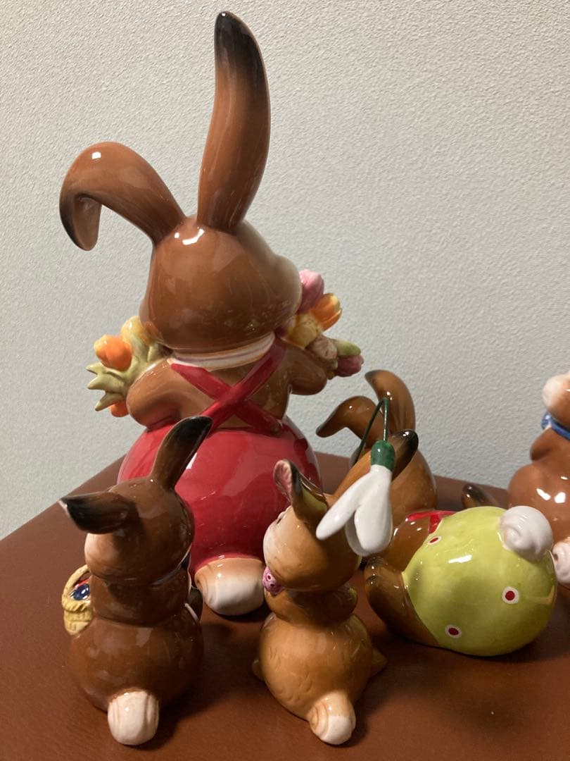 春のウサギ陶器フィギュアセット