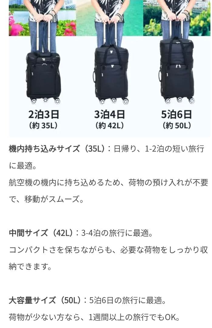 TRIPLUSリュックスタイル キャリーケース 大容量 50L
