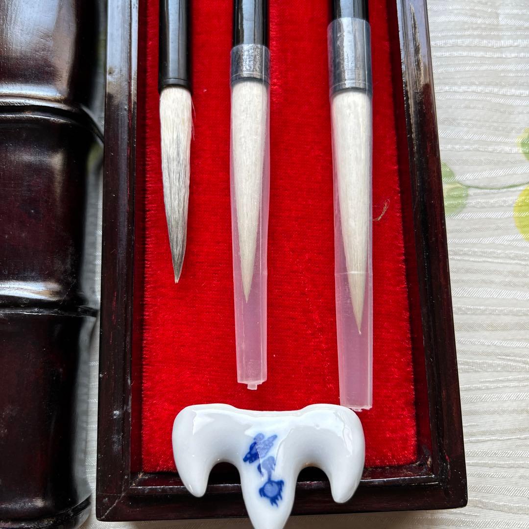 中国　西冷印社　松竹梅　筆セット　珍品