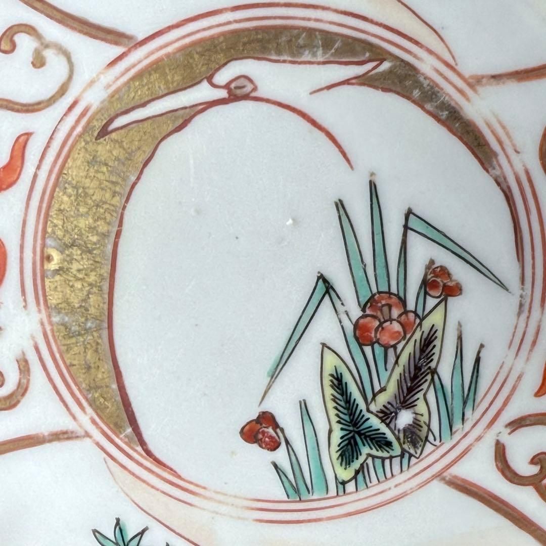 古伊万里　色絵　金蘭手　白鷺文様　梅文様　菊花四角形　膾皿　5個　器を楽しむ