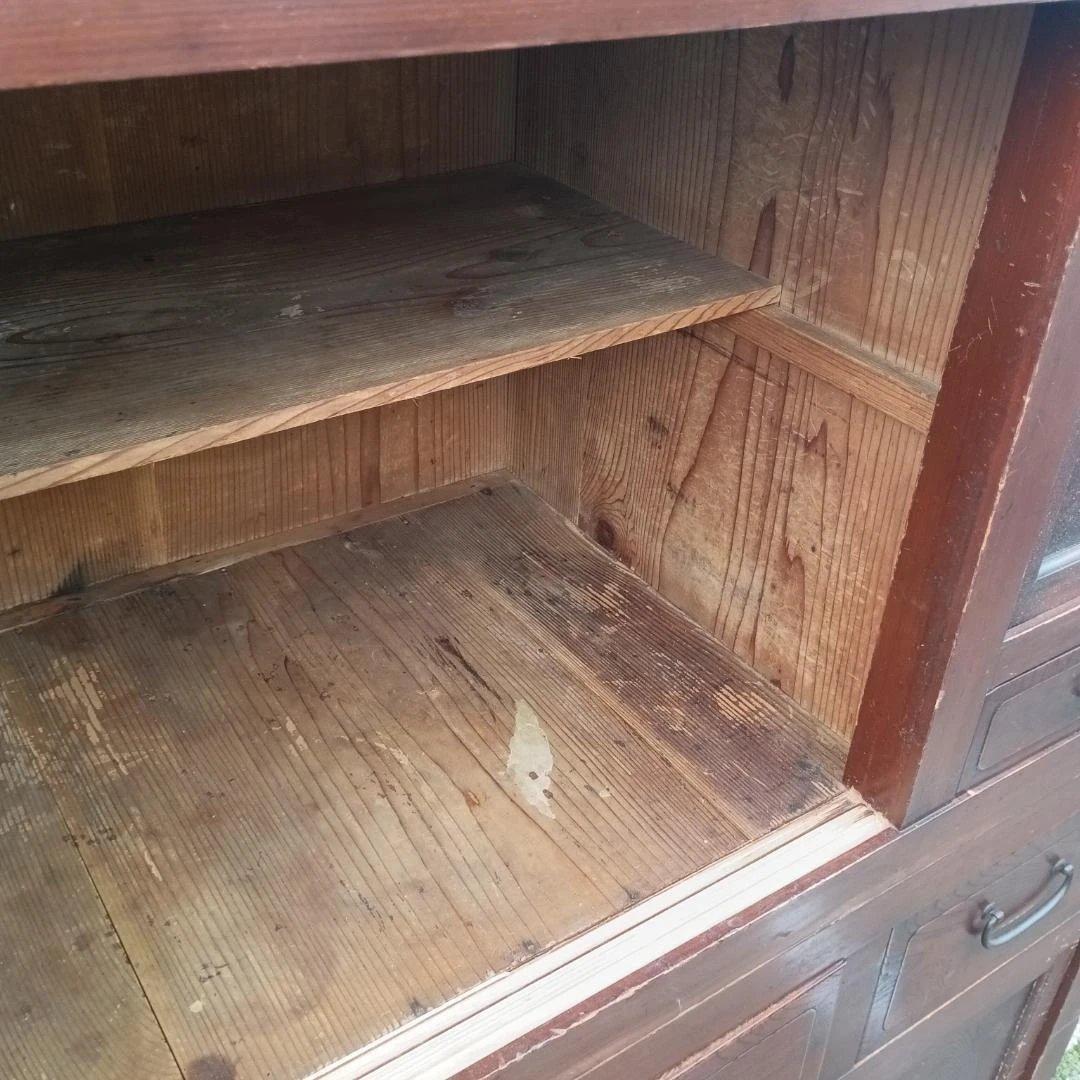 7542)水屋箪笥　茶箪笥　茶棚　昭和レトロ骨董