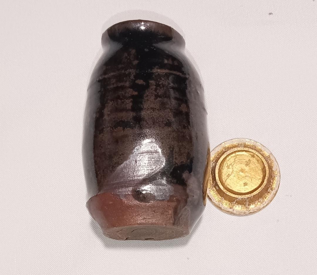 茶道具　時代物茶入　古瀬戸黒釉茶入　時代仕覆、時代箱付　骨董！！