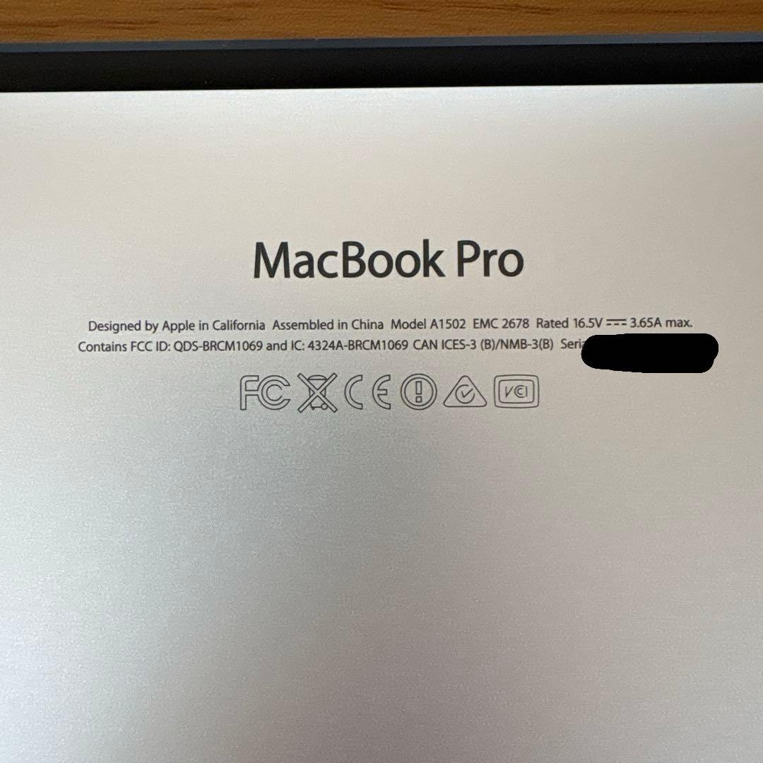 MacBook Pro 13.3インチ model: A1502