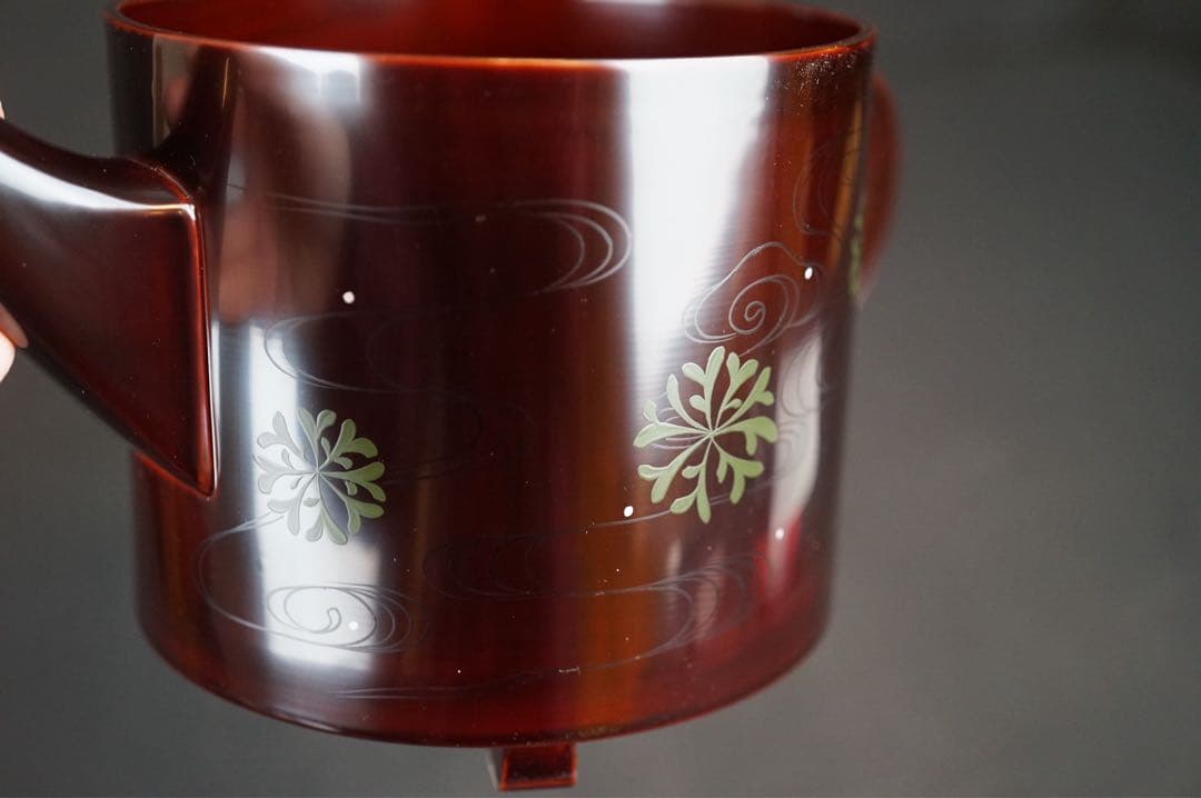 道場 江春 作 淡々斎好写し 溜塗 海松波 片口 水次 共箱 茶道具 水注 新品