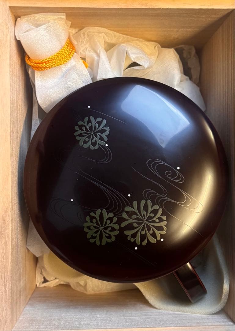 道場 江春 作 淡々斎好写し 溜塗 海松波 片口 水次 共箱 茶道具 水注 新品