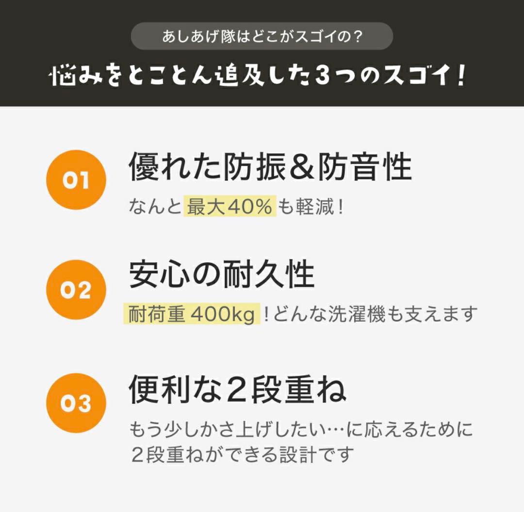 洗濯機　足あげ　ゴム ２段重ね２箱セット　防振　防音