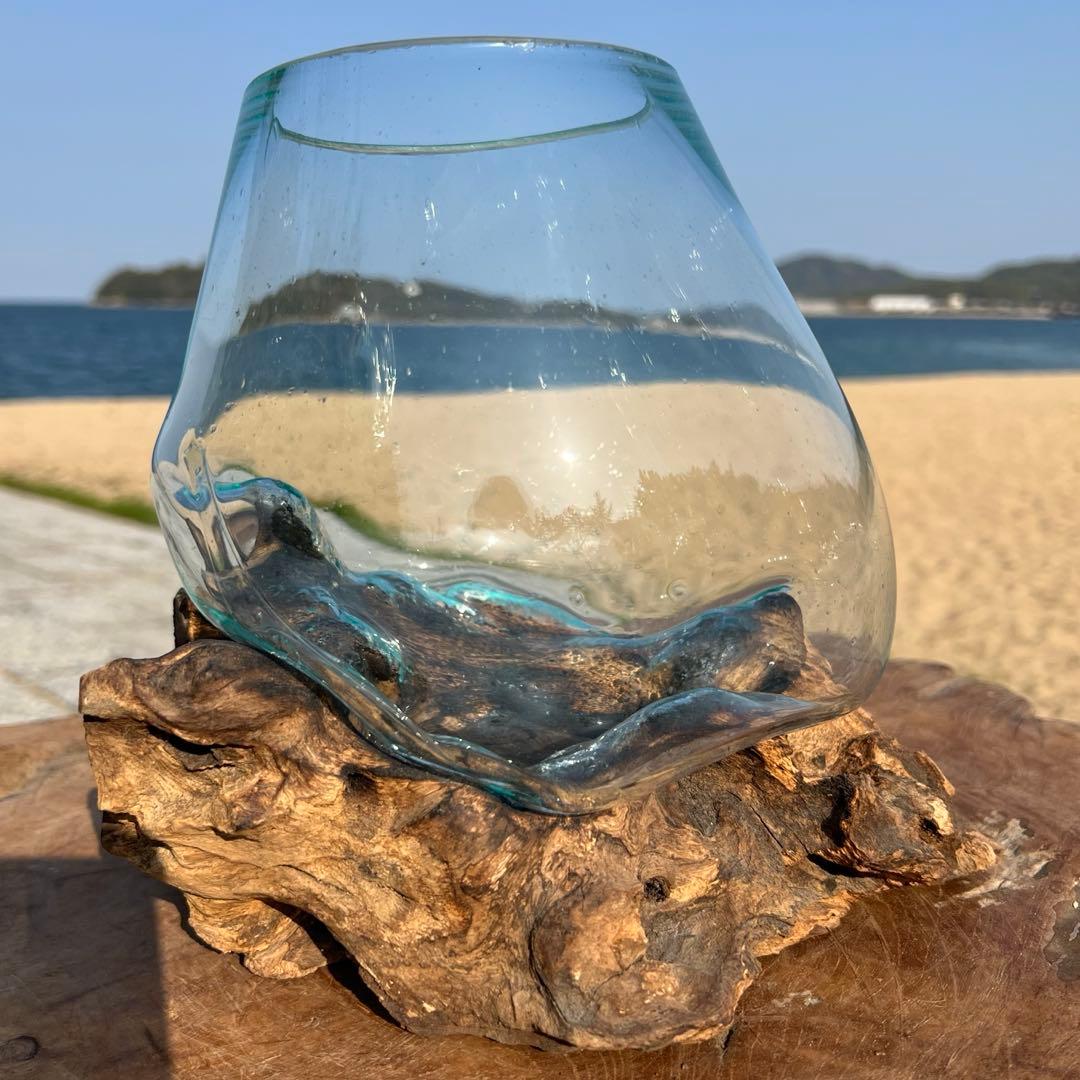 訳あり 流木ガラス オブジェ中Q 花瓶 金魚鉢 ガーデニング テラリウム 観賞魚