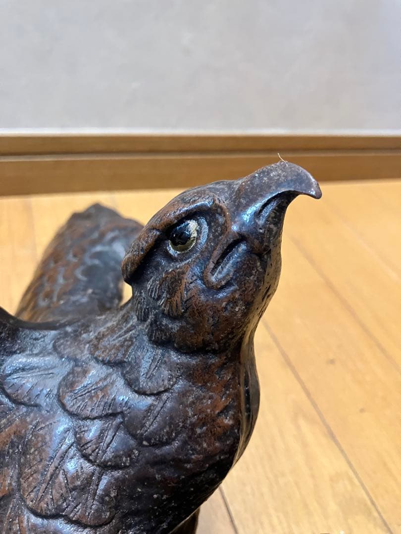 更にお値下げ　骨董 鷹置物 鍍銀か洋銀 大正昭和頃 大型置物 飾り レトロ