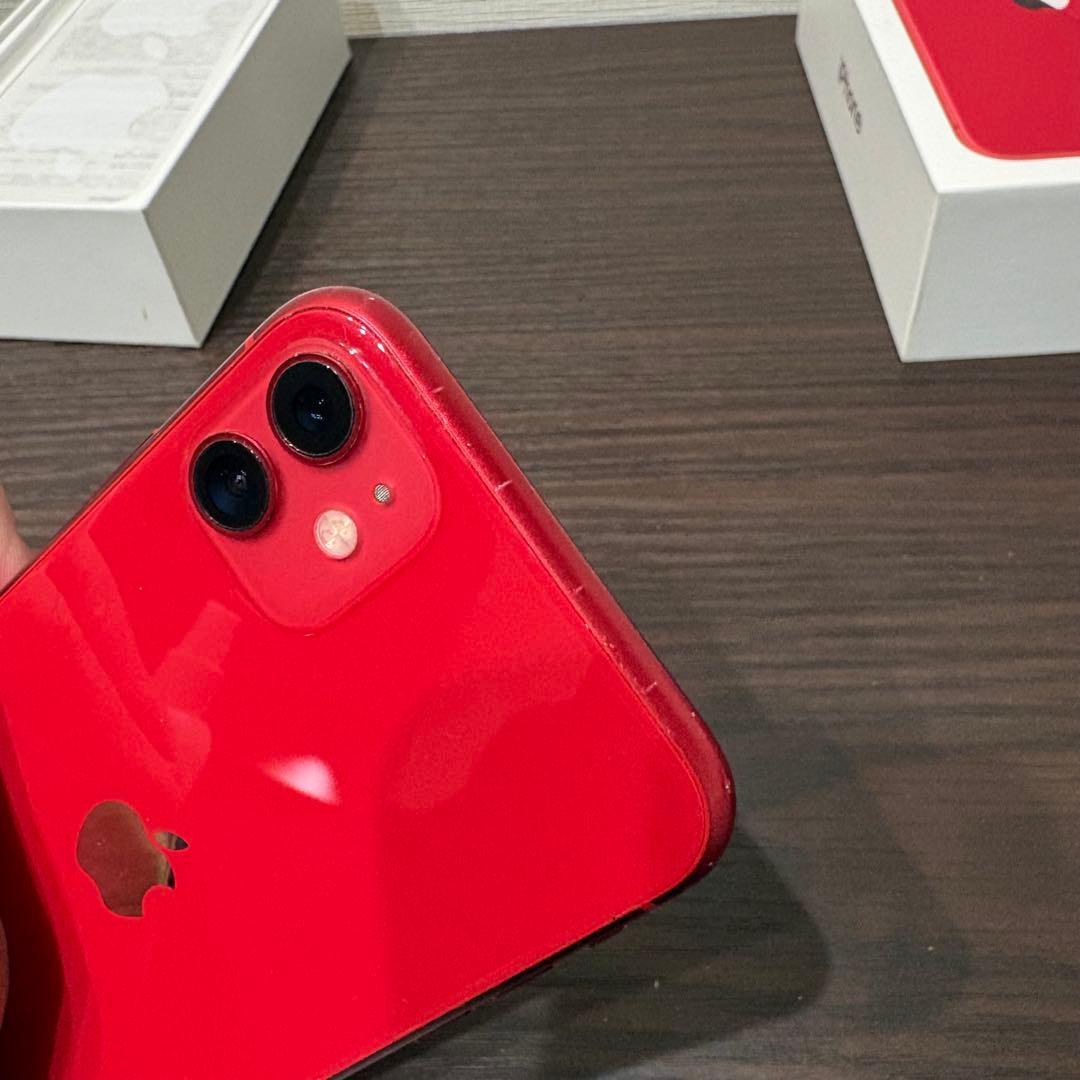 iPhone 11 128GB レッド　箱あり　液晶ヒビあり